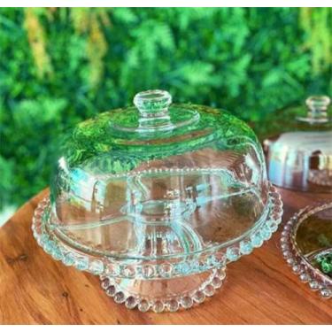 Imagem de Prato Para Bolo Cristal Com Pé E Tampa Pearl 31x25cm Wolff - Rojemac