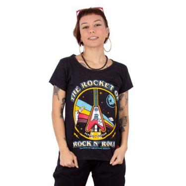 Imagem de Camiseta Feminina Guitarra Rocket Flying V Preta Jaguar - Art Rock, gg