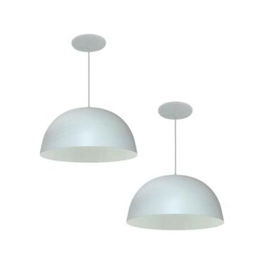 Imagem de Kit 2 Luminária Pendente Meia Lua 24cm Com Interior Branco Brilho Fiaç