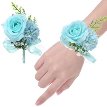 Imagem de M METERXITY 1 conjunto de corpete de pulso e boutonnieres de pulso, corpete de pulso artificial e boutonnieres masculinos para casamento/festa/formatura/decorações, conjunto de flores e flores na