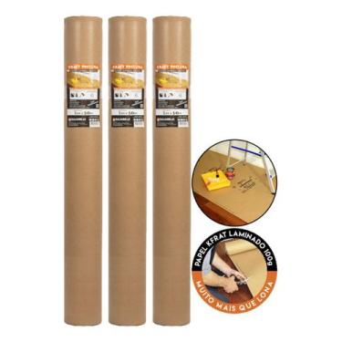 Imagem de 3 Salva Pintura Kraft Pintura Anti Respingo Salvabras 1m X 25m