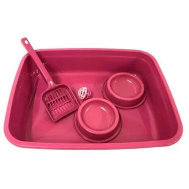 Imagem de Kit gato (bandeja, pazinha, comedouro, bebedouro e bolinha) - Menplas,