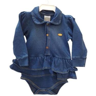 Imagem de Body Longo Bebê Menina Jeans Inverno Luxo Katita Kids 2742, Jeans, 1 A