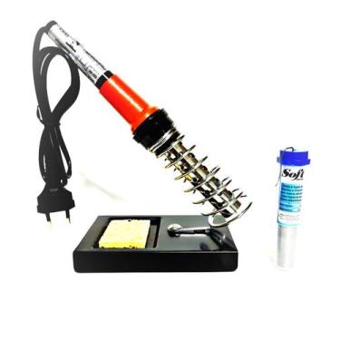 Imagem de Kit ferro de solda 40w 110v Suporte para ferro com esponja vegetal e e