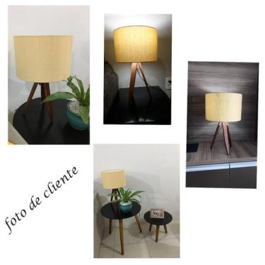 Imagem de Abajur Tripe Madeira Moderno Cupula Tecido - HOUSE DECOR