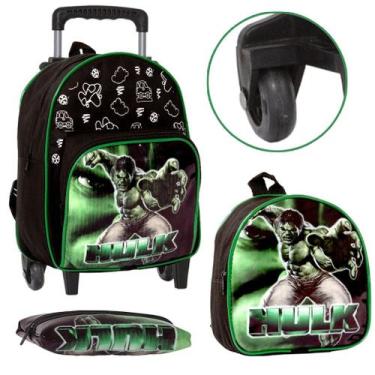 Imagem de Mochila Criança Com Rodinha e Lancheira Incrível Hulk Menino - TOYS 2U