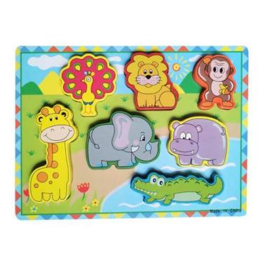 Imagem de Jogo De Encaixe Ache E Encaixe Os Bichos Da Selva - DM Toys