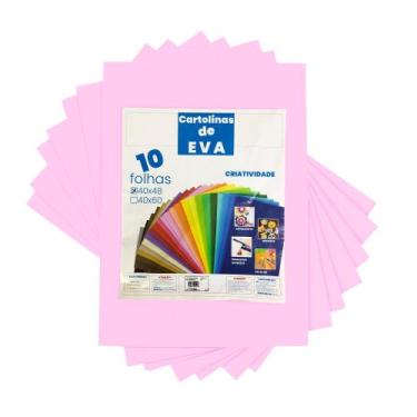 Imagem de Kit 10 Cartolinas de EVA 40X48CM - Variação - Evamais, Rosa bebe