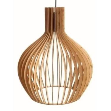 Imagem de Pendente Lustre Luminária Balão Em Mdf Cru - MV Utilidades