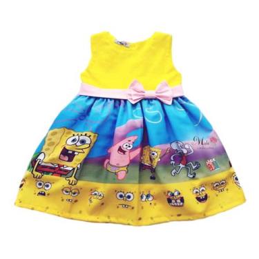 Imagem de Vestido Bob esponja Infantil e Juvenil Festa Meninas - Ateliê Iza Roch