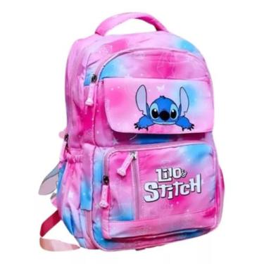 Imagem de Mochila Grande Nylon Impermeável Escolar Faculdade Femenina - stitch m