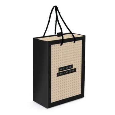 Imagem de Embalagem Para Presentes Caixa Tipo Luva com Alça Rattan 'Pra Você com