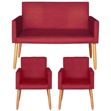 Imagem de Kit Recepção 1 Namoradeira 2 Poltronas para Recepção Sala de Espera Re