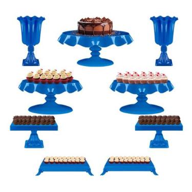 Imagem de Kit Festa 9 Peças - Mesa De Aniversário Completa - Boleira e Bandejas 