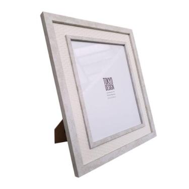Imagem de Porta Retrato 20x25cm Paspatur Trançado Branco Mármore Fotos - Tokio D