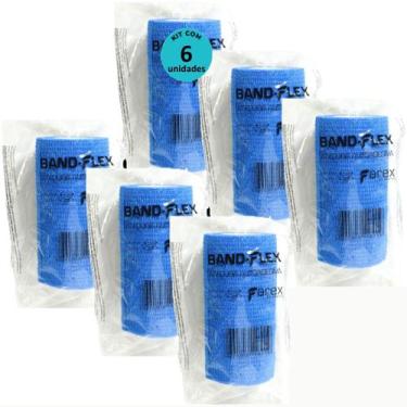Imagem de Atadura 10cm Azul Band-FlexAutoadesiva Para Animais Farex Kit Com 6