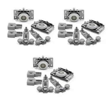 Imagem de 3 Kit Roldana Para Porta De Correr RO62 Guia Flex 1 Porta - ROMETAL