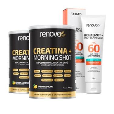 Imagem de 2 Potes Creatina Monohidratada + Morning Shot e Hidratante Facial FPS 60 (144g sabor Abacaxi)