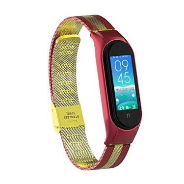 Imagem de T-BLUER Pulseira compatível com Xiaomi Mi Band 5/Mi Band 6, pulseira de aço inoxidável de substituição para Xiaomi Miband 5/Miband 6, acessórios para mulheres e homens, sem rastreador incluído, Aço