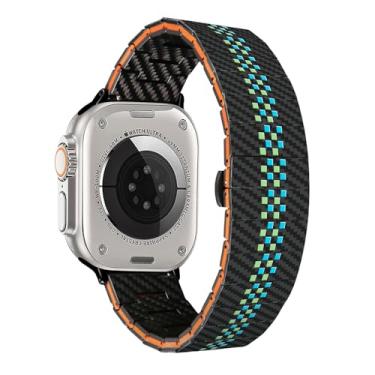 Imagem de Haflyer Pulseira de relógio Apple compatível com Apple Watch Ultra2/Ultra/9/8/7/6/SE/5/4/3/2/1, pulseira de substituição ajustável para smartwatch, processo de gravação de 100% fibra de carbono