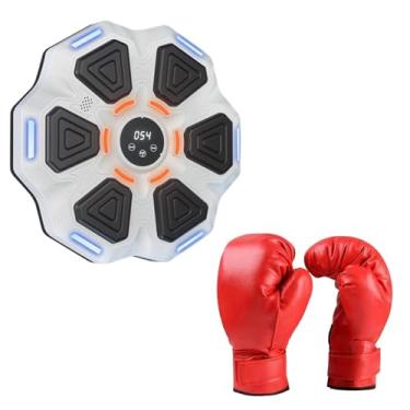 Imagem de YIJU Máquina de boxe musical, treinador de boxe para crianças, treinamento de foco, alvo de boxe eletrônico com luvas infantis para exercício de karatê, Branco