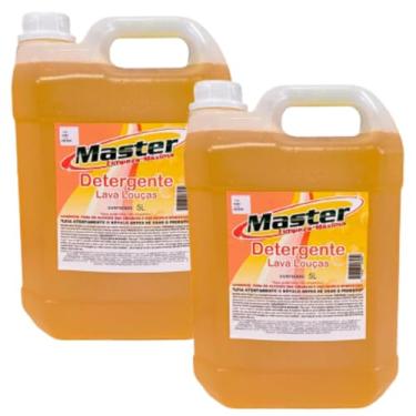 Imagem de Detergente Lava Louça Neutro 10L Master Poderoso na Remoção de Gorduras (2x5L)