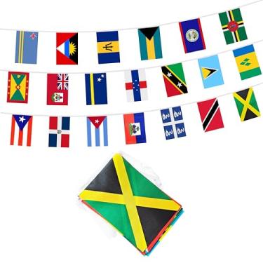 Imagem de Cordão de bandeira de 20 países do Caribe, 20 mini bandeiras internacionais de país pequeno para sala de aula, festas, lojas e bares, decorações ao ar livre, decorações internas (1 pacote)