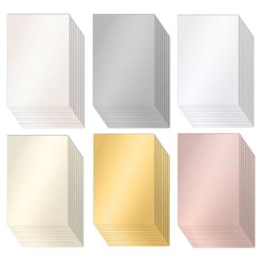 Imagem de 90 folhas de papel para impressora brilhante perolado 12,7 x 17,8 cm de espessura, 230 g/m2/38,6 kg dupla face para convites, confecção de cartões, artesanato DIY, certificados, casamentos, 6 cores