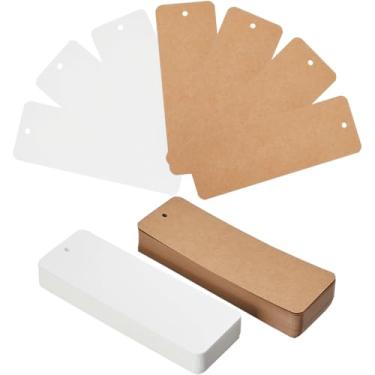 Imagem de SOFPLATE 120 peças de marcadores de papel em branco de 15 x 5 cm, marcadores retangulares para presente com orifícios, marcadores de livro de papel kraftpaper para escrever, desenhar, pendurar