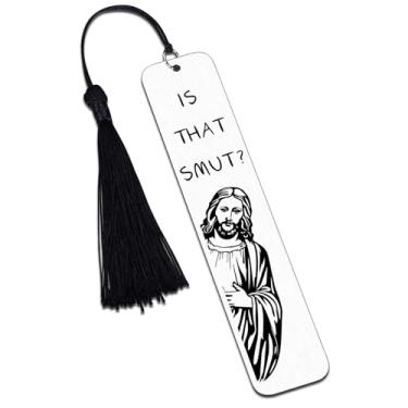 Imagem de Marcador de livro engraçado para mulheres e homens é aquele Smutt Jesus marcador de livro para amigos, meias de Natal para nerd, aniversário, leitura cristã, presentes para livros minhocas, presentes