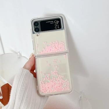 Imagem de para Samsung z Flip 5 Quicksand Love Heart Case para Samsung Galaxy Z Flip 5 4 3 flip5 ZFlip 4 Glitter Fluorescência Luminosa Capa, Rosa, para Samsung Z Flip3