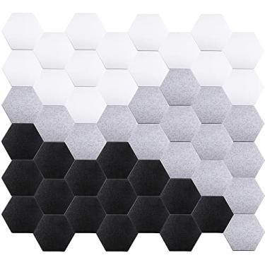 Imagem de Remagr Painéis acústicos adesivos hexagonais, 30,5 x 25,4 x 1,0 cm, painéis à prova de som, amortecimento de som, painel de absorção de som, para estúdio de gravação, escritório, estúdio doméstico (48 peças)