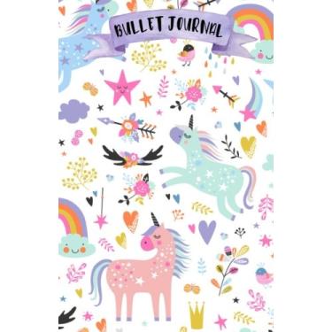 Imagem de Bullet Journal: A5 Licorne - 120 pages - couverture souple "glossy" - Pointillés - Dot point, bullet journal, dot grid, planner, planning, organizer, journal, Licornes, Bujo