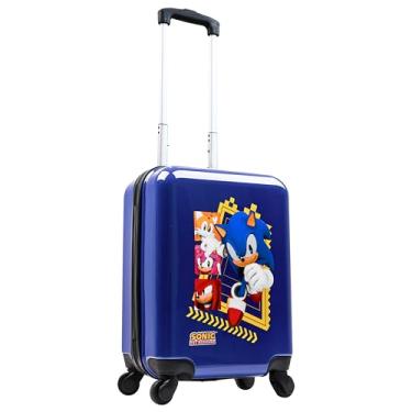 Imagem de Sonic The Hedgehog Mala de viagem infantil com rodinhas para meninos 49 x 33 cm, 30 L, itens essenciais de viagem para férias