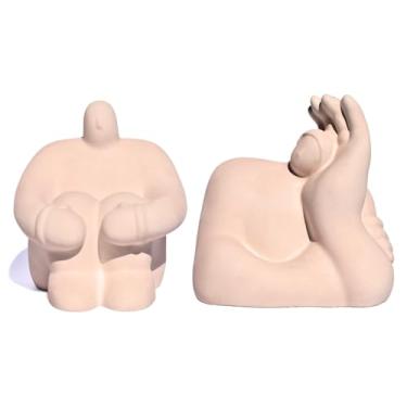 Imagem de Kit Estátuas Decorativas Gigante Pensativo e Admirado Artesanais em Cimento (Palha)