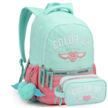 Imagem de Kit Mochila Costas 18" Color UP Estojo Duplo Escolar Passeio - Seanite
