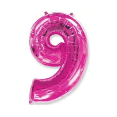 Imagem de Bexiga Balão Metalizado 30 Polegadas 75cm Rosa Número 9 - Warna