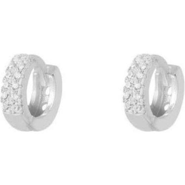 Imagem de Brinco Argola Prata 925 Cravejado Masculino Original - oremte