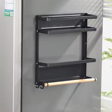 Imagem de Suporte Magnético Multiuso para Geladeira e Parede - Porta Temperos Dobrável com Porta-Papel Toalha