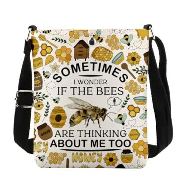 Imagem de MAOFAED Presente de guarda de abelhas, presente para amantes de abelhas, bolsa tiracolo de abelha de mel, Sometimes I Wonder If The Bees Are Thinking About Me Too, If the Bee, Tendência