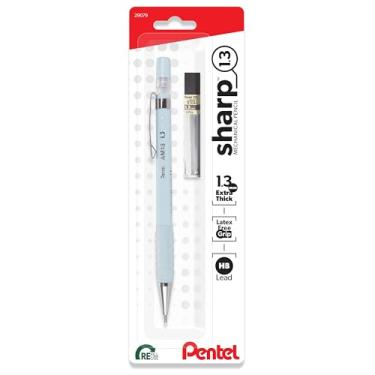 Imagem de Pentel Lapiseira Sharp 1.3 (1,3 mm), linha extragrossa, inclui refil de chumbo, lápis de escrita/escritório/testes, barril azul pastel (AM13LBPS)