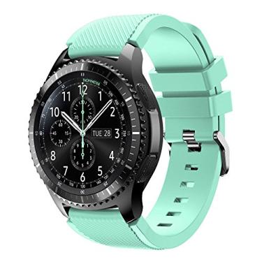 Imagem de Linkshare Pulseira esportiva de substituição para Samsung Galaxy Watch 3 de 45 mm Gear S3 de 22 mm (verde menta)
