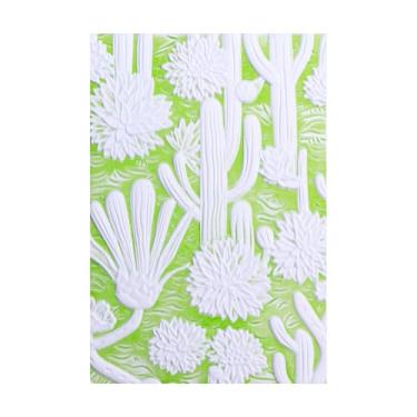 Imagem de Briartw Pasta de gravação em relevo 3D para fazer cartões, 16 x 11,4 cm, suculentas, cacto, textura de plástico transparente, modelo de pasta de gravação em relevo para álbum de scrapbook, decoração