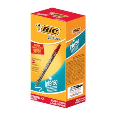 Imagem de Caneta Esferografica BIC Cristal Intenso, Vermelha, Ponta Grossa de 1.6mm, Bold, 892011, 25 Unidades