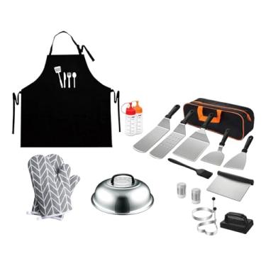 Imagem de FytStycale 18 Peças Acessórios para Grelha Acessórios para Grelha com Bolsa de Transporte Ferramentas para Churrasco Conjunto de Prensa para Hambúrguer C