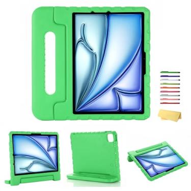 Imagem de UUcovers Capa infantil para iPad Air de 11 polegadas M2 (2024), com alça giratória/suporte/porta-lápis/suporte giratório dobrável de 180 graus, à prova de choque, fofa, espuma vinílica acetinada,