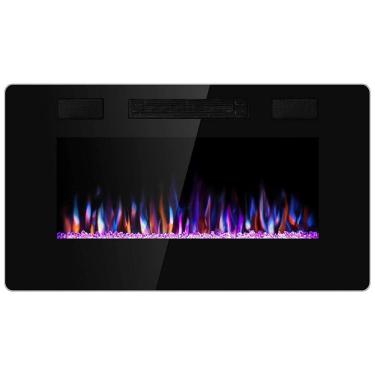 Imagem de Lareira Elétrica de Embutir A45x76L com Controle Remoto e Digital, Luz LED, Chamas Multicolorida e Temporizador, 1500W, 110v, ANTARCTIC