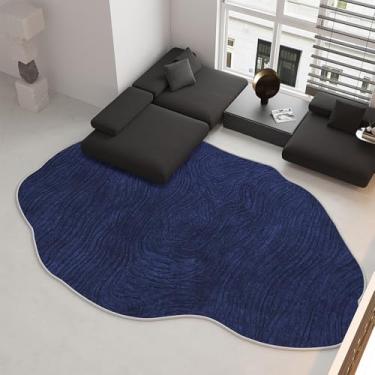 Imagem de Tapete de sala de estar irregular, tamanho grande, tapete de veludo macio, azul escuro, estilo de carpete, decoração para casa, marrom, FQ2125, ED, A, 60x90cm