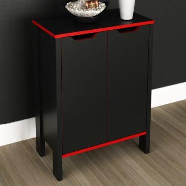 Imagem de Armario Baixo Multiuso 2 Portas Preto/Vermelho Tecnomobili - Tecno Mob