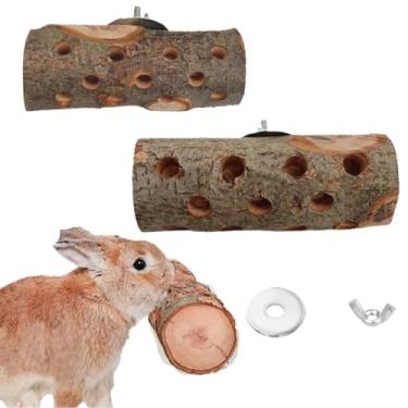 Imagem de Copfeu Madeira de maçã, pequenos animais, brinquedos para mastigar madeira molar para coelhos, hamster, porquinho-da-índia, chinchilas, gerbos, ratos, ratos, coelhinhos (P + L)